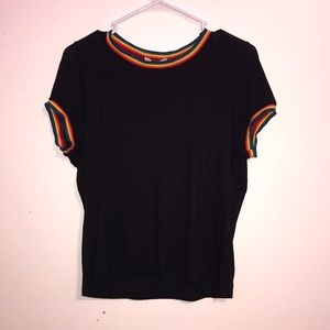 Rainbow Collar Black T Shirt